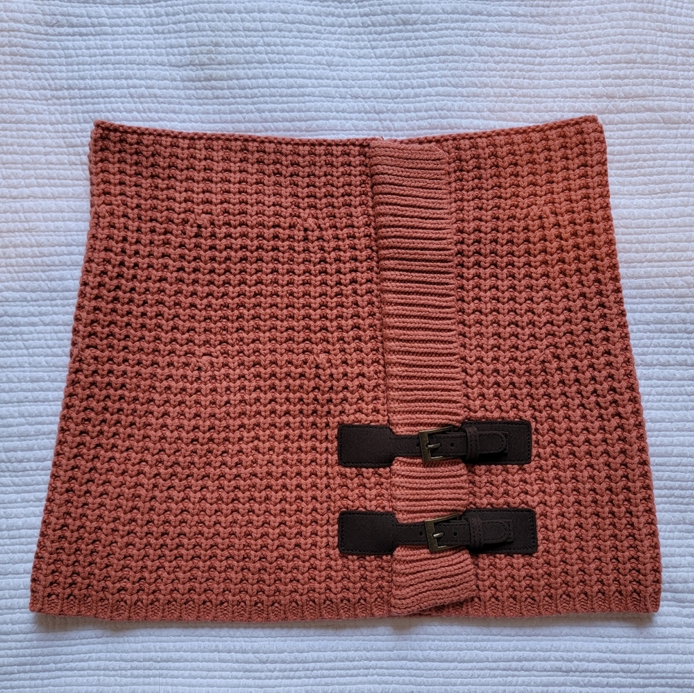 NWOT Soft Surroundings Orange Knit Double Buckle Mini Skirt